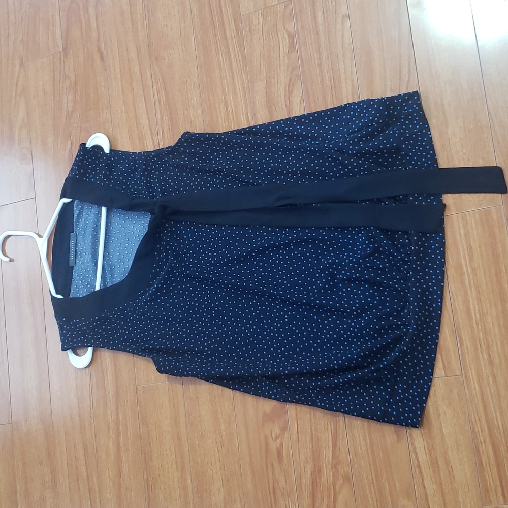 Suzy Shier Black and blue Polka Dot Top size XL